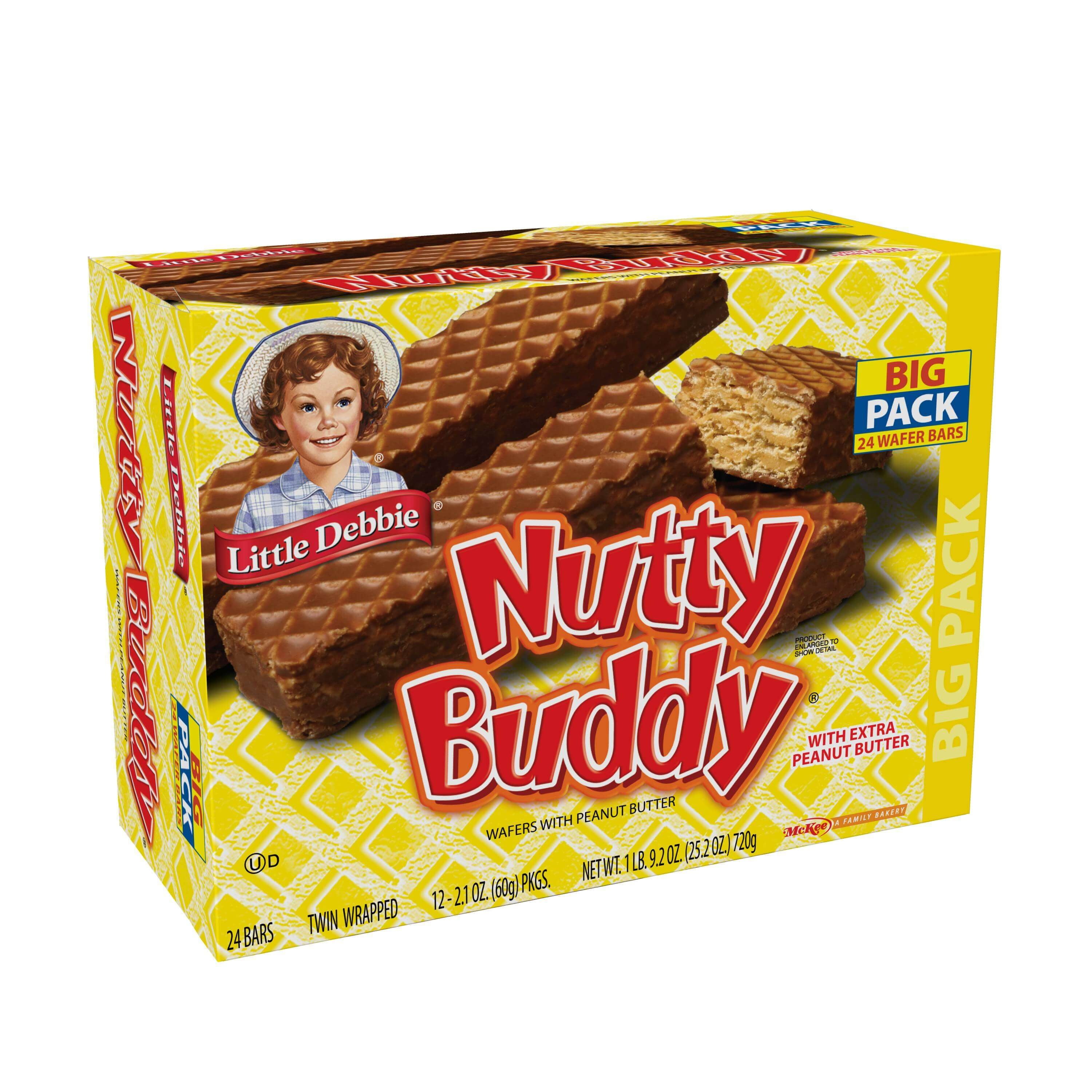 Little Debbie Nutty Buddy Chocolate Peanut Butter Wafer Bars, 2 Big Pack Boxes