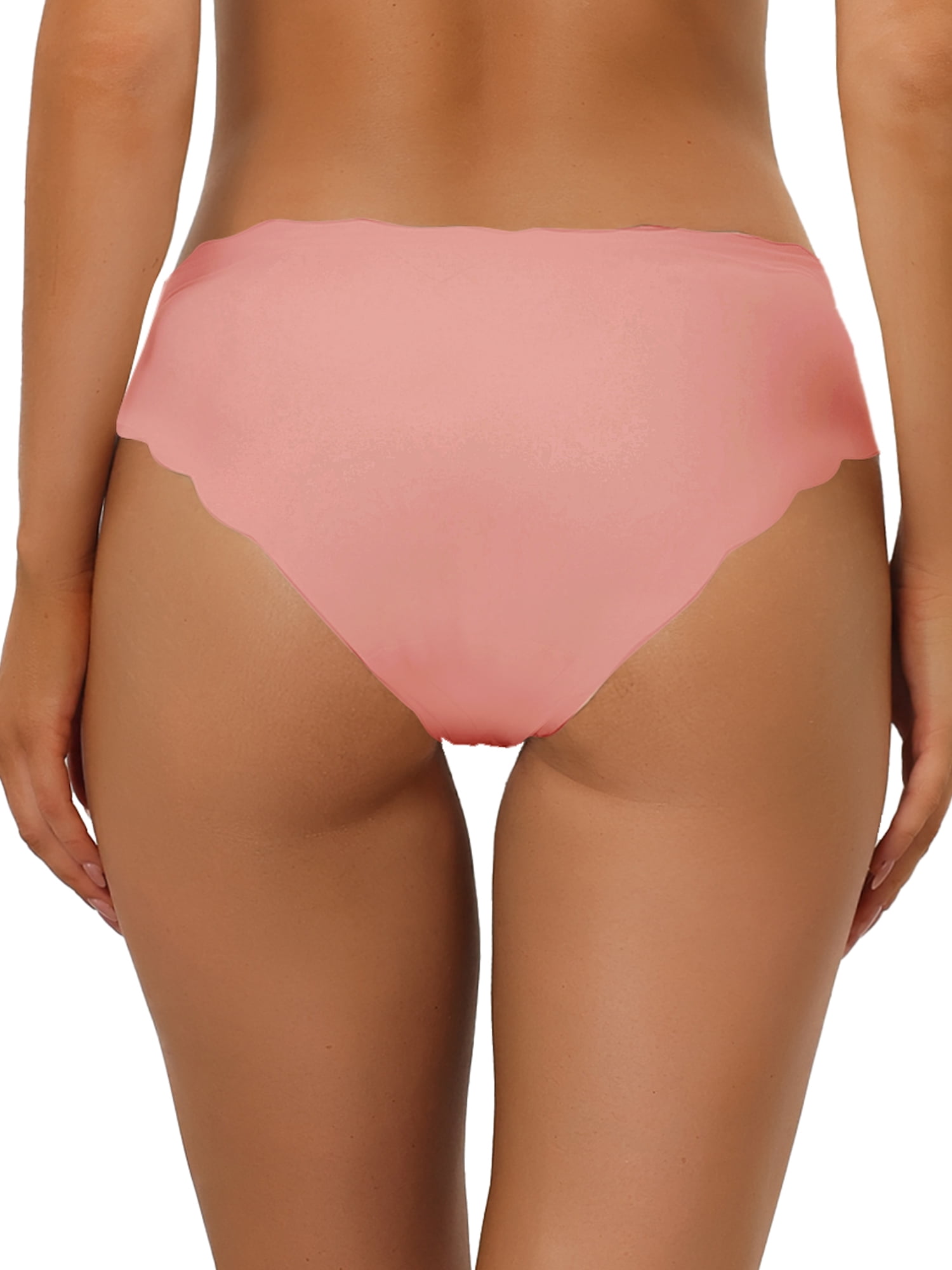 Unique Bargains Women No Show Stretch Underwear Invisible Brief Panties S Mid Pink
