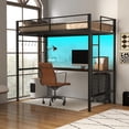 thumbnail image 7 of YIGOBUY Metal Loft Bed Twin Size with Desk, Loft Bed with Charging Station & RGB LED Lights, Safety Guard, Ladder & 5 Metal Hook, Space Saving, Noise Free, 7 of 7
