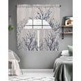 thumbnail image 5 of Blue Tree Kitchen Curtains Swag Valance and Tier Curtains Set 36 Inch Length, Retro Farmhouse Botanical Branches Bird Rod Pocket Drape Panels Pair Swag Curtains for Bathroom/Cafe/Window, 5 of 6