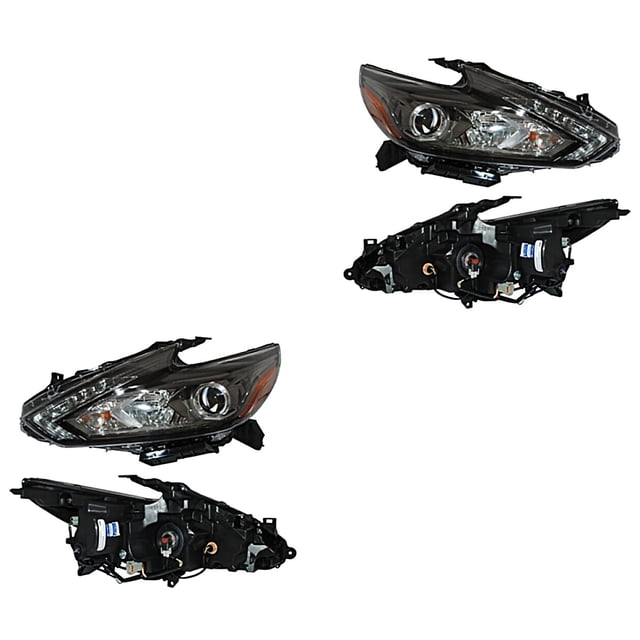Par de Faros Altima 2017 A 2018 Nissan Fondo negro C/leds TYC .