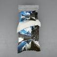 thumbnail image 2 of Ambesonne Winter Bedding Set 4 Pcs, Tranquil National Park, Queen, Brown Blue White, 2 of 3
