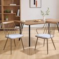 thumbnail image 3 of Guyou Metal Dining Chairs Set of 6, Mid-Century Modern Upholstered Linen Kitchen Chairs with Antique Copper Spindle Back and Armrests for Dining Room/Restaurant, Grey, 3 of 7