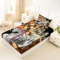 thumbnail image 4 of Castle Fairy Rustic Moose Twin Sheets 3pcs,Vintage Leaves Plaid Bedding,Brown Orange Cream,1 Fitted Sheet, 1 Flat Sheet and 1 Pillowcase, 4 of 6