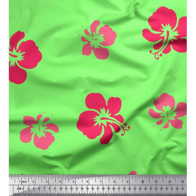 Soimoi Silk Fabric Artistic Flower Print Fabric by the Yard 42 Inch Wide