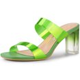 thumbnail image 1 of BLISSFUL STEP Women's Colorful Straps Chunky Heel Clear Heels Sandals Green US 9, 1 of 6