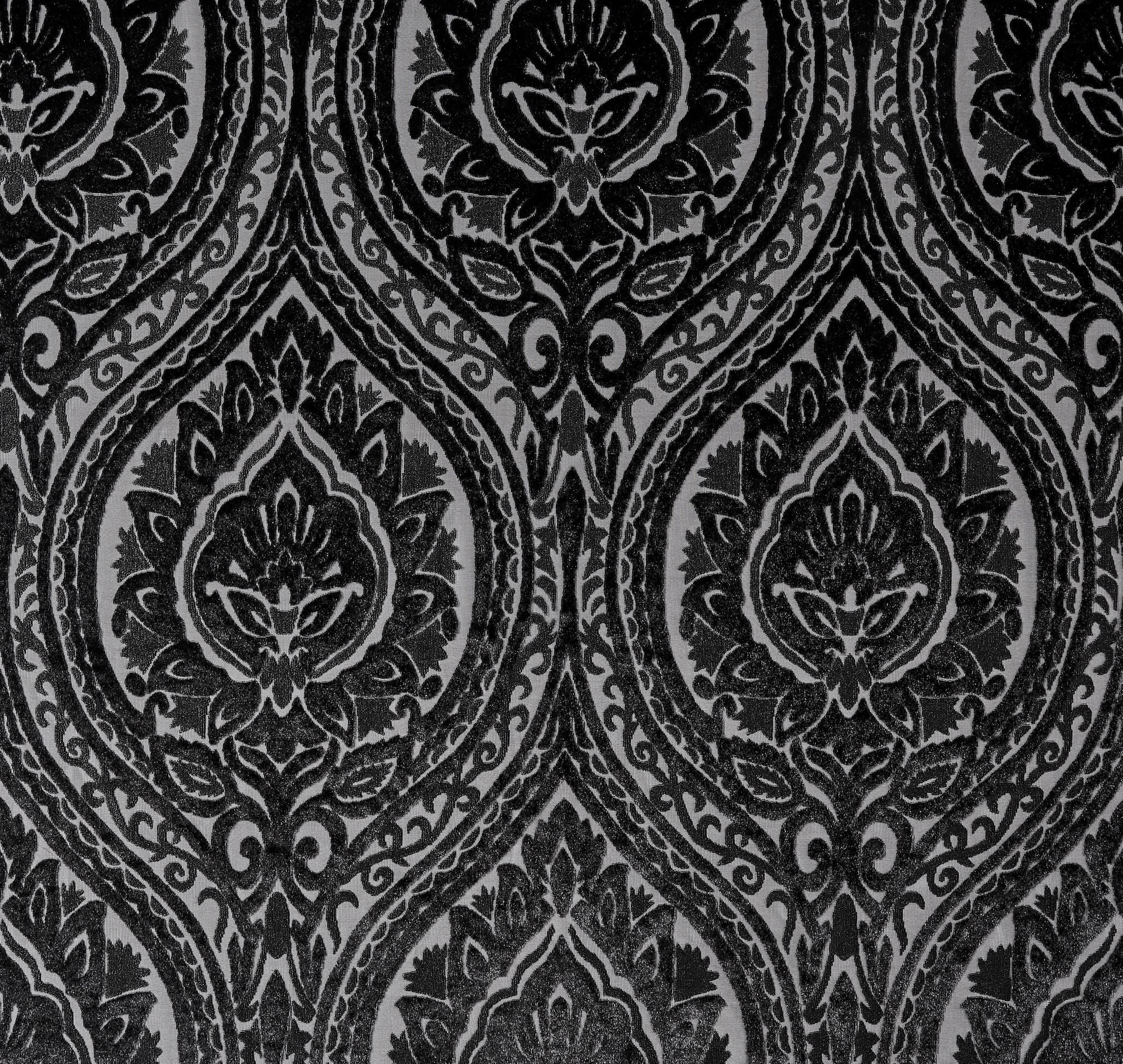 Mainstays Velvet Sheer Ogee Burnout Rod Pocket Single Curtain Panel, 54" x 84", Black