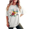 thumbnail image 2 of Drses Daisy Shirts for Women Oversized T Shirts Flower Graphic Tees Vintage Floral Print Crewneck Cotton Short Sleeve Tops, 2 of 7