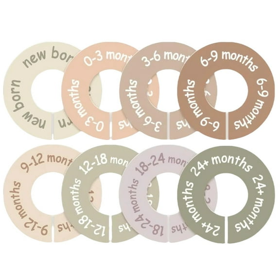 Baby Clothes Organizer Dividers Set - Round Monthly Size Markers for Newborn to Toddler Closet, Nursery Closet Decor Labels