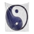 thumbnail image 1 of Ying Yang Soft Flannel Fleece Throw Blanket, Yin Yang Textured in Jean Style Harmony and Balance Pair, Cozy Plush for Indoor and Outdoor Use, 50" x 60", White and Blue, by Ambesonne, 1 of 6