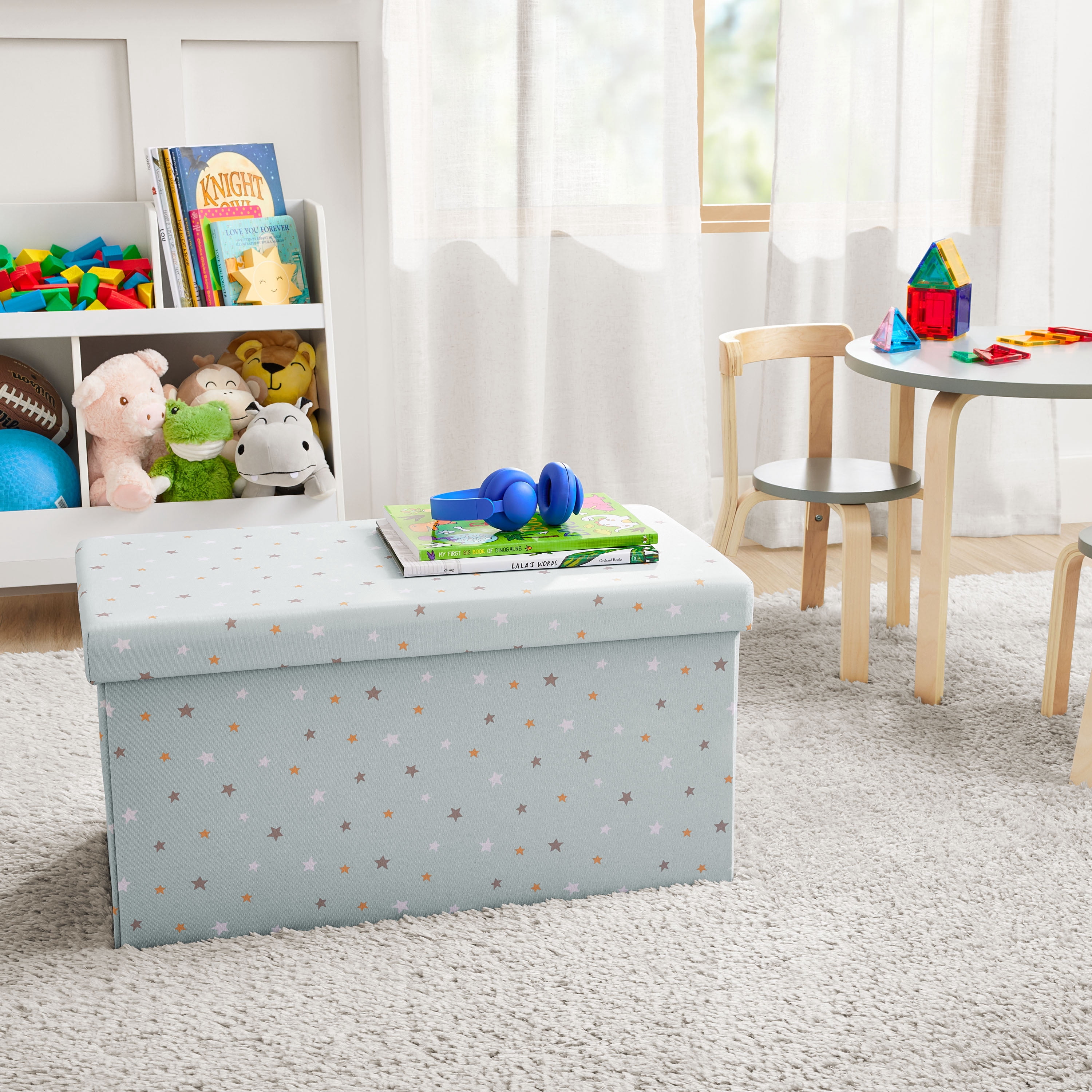 Kvell Foldable Children's Toy Storage Chest with Stars Pattern, Multi-Color