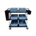 thumbnail image 2 of Utility Rolling Cart with Wheels, Restaurant Kitchen Cart with 2 Side Trash Bin, Trolley, Black, Commercial, 2 of 6