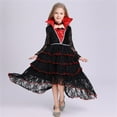thumbnail image 2 of bbymog Halloween Girls Clothes Girls Fashion Vintage Medieval Lace Long Sleeve Princess Dresses for Girls Cosplay Wedding Party Dress with Necklace Black B 12 Years, 2 of 3