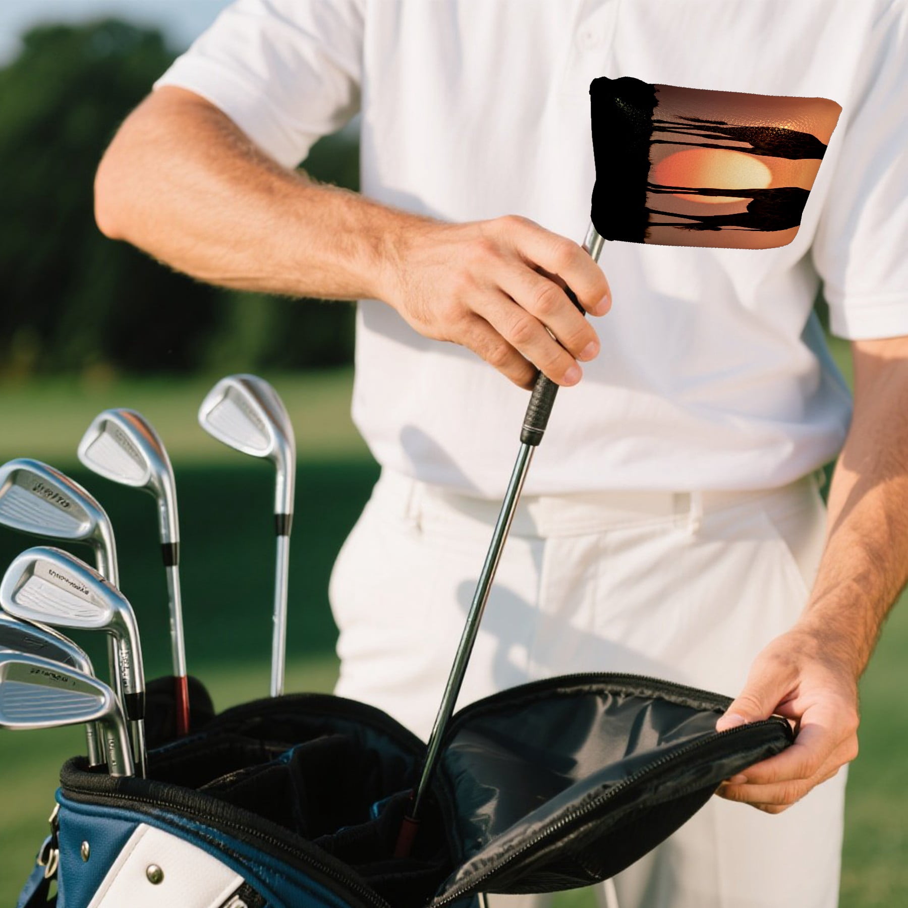 Golf Club Head Cover Waterproof Leather Golf Accessories HeadCovers Set Driver Headcover for Women Men Flamingo