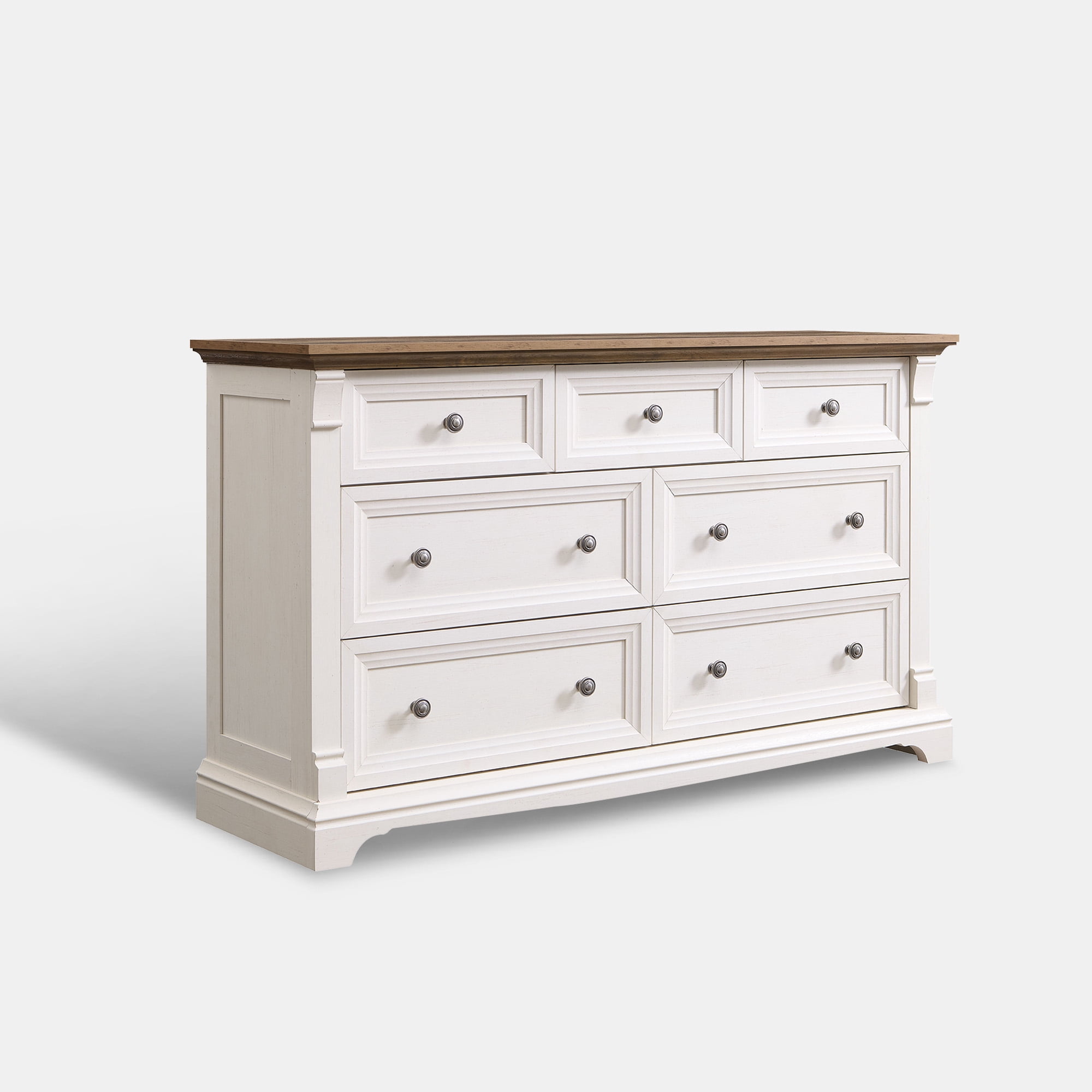 KeyWhat 54" Farmhouse 7-Drawer Dresser with Handles for Bedroom, Living Room , Hallway