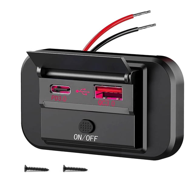 Fast Charger Socket Panel for Car with USB C and Quick Charge Technology