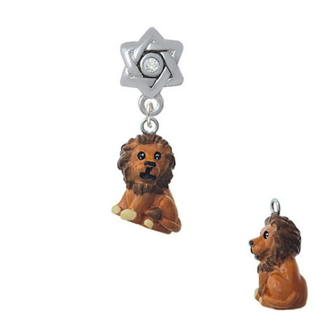 - Resin Tan Lion - Star of David with Clear Crystal Charm Bead