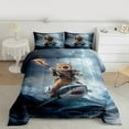 thumbnail image 2 of Manfei Cute Cat Shark Bedding Comforter Set,Nautical Adventure Theme Twin Comforter Sets,Blue Ocran Bedding Set For Girls,Breathable Home Decor Reversible,2-Piece, 2 of 8