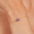 thumbnail image 4 of Gem Stone King 18K Yellow Gold Plated Silver Purple Amethyst Solitaire Bracelet for Women (0.75 Cttw, Oval Checkerboard Cut 7x5mm), 4 of 6