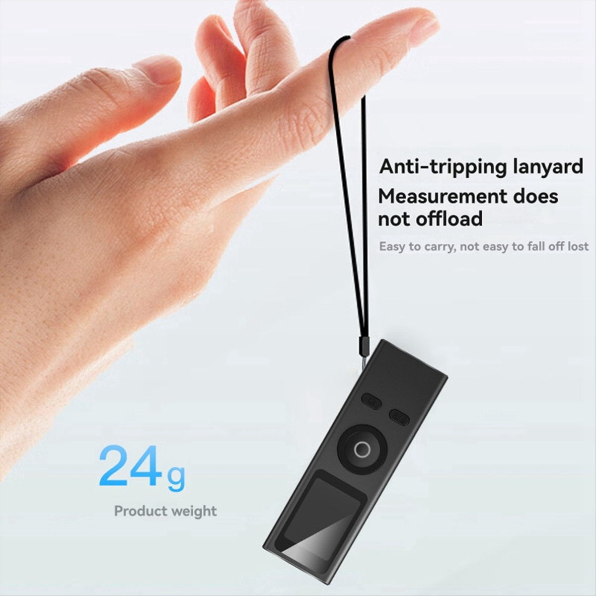 Qyvorae 30M Mini Laser Rangefinder Digital Tape Measure Laser Ruler Type-C Charge Aluminum Alloy Fuselage Measuring,1 * instrument 1 * lanyard 1 * charging cable,Black