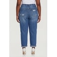 thumbnail image 4 of Women's Plus Size WAX Rolled Cuff Distressed Mom Jeans, 4 of 4