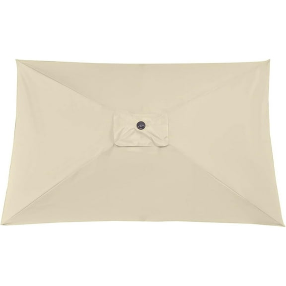 10ft x 6.5ft 6 Rib Khaki Rectangular Patio Umbrella Canopy, Fade Resistant