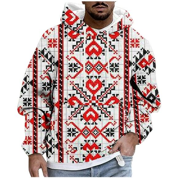 Weiqiqre Mens Essentials Hoodie Vintage Shirt African Tribal Style Oversized Long Sleeve Casual Hoodie Boho Unisex Drawstring Hoodie,Size S-4XL