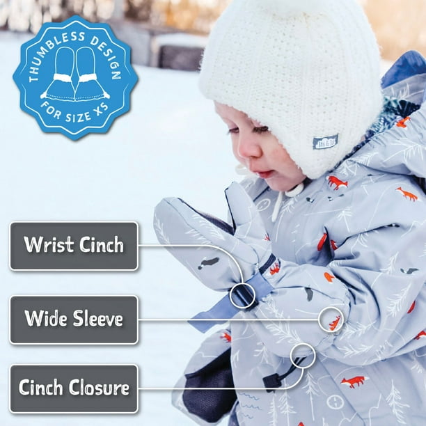 Jan & Jul Mitaines d'hiver imperméables pour la neige et le ski Mitaines  doublées en polaire pour les bébés et les jeunes enfants enfants garçons et  filles 