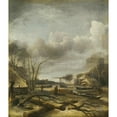 thumbnail image 2 of Jan van de Cappelle 20x23 Gold Ornate Framed and Double Matted Museum Art Print Titled - Winter Landscape With&nbsp;A Man Fixing a Sled at the Edge of a Frozen River, 2 of 4