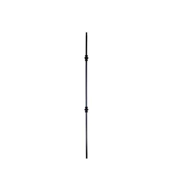 Home Stairway 44 in. x 0.5 in. Satin Black Double Collar Hollow Wrought Iron Baluster, 10-pieces