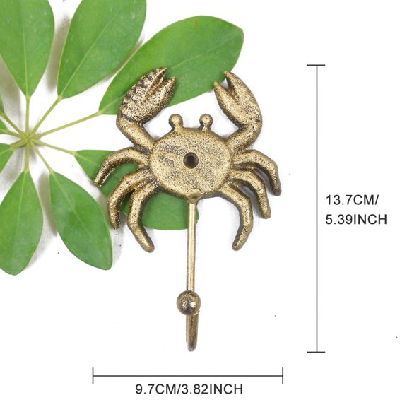 Single  Wall Hook Crab Shapped Cast Iron Wall Mounted Hook In Home, Kitchen And Office Decor.