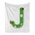 thumbnail image 1 of Letter a Soft Flannel Fleece Throw Blanket, Initials in Vibrant Colorsnd Summer Inspired Floral Meadow Fresh Garden, Cozy Plush for Indoor and Outdoor Use, 60" x 80", Green Black Orange, by Ambesonne, 1 of 6