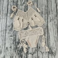 thumbnail image 4 of ZHOGXU Women's Swimsuits Two Piece Sleeveless Halter Neck Knit Hollowed Out Tankinis Top With Swim Shorts Comfortable Bikini Set Swimwear For Beachwear,Beige,S, 4 of 5