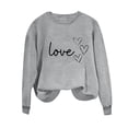 thumbnail image 4 of Sudadera Penkiiy Valentine para mujer: lindas camisetas del día de San Valentín Love Heart Graphic Print Suéter de manga larga Tops M Gray, 4 of 5