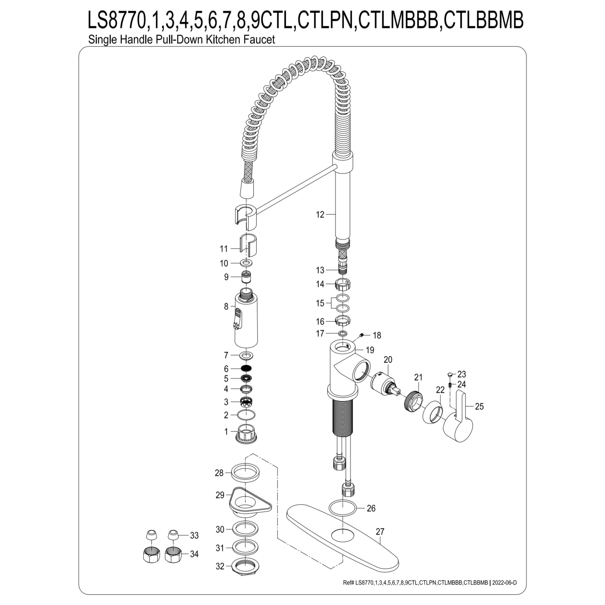 Gourmetier LS8773CTL Continental Single-Handle Deck-Mount Pre-Rinse Kitchen Faucet, Brushed Brass