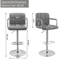 thumbnail image 3 of Duhome Elegant Lifestyle Bar Stool with Back Set of 2, Faux Leather Bar Stools with Arms Modern Adjustable Bar Chairs Gray, 3 of 7