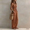 thumbnail image 5 of Guluxicc Womens Jumpsuits Summer Linen Wide Leg Sleeveless V Neck Casual Dressy Rompers Pants Trendy Spring Vacation Outfits, 5 of 8