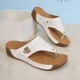 thumbnail image 5 of Womens White Thong Sandals | Breathable Wedge Sandals with Cushioned Insole for Comfortable Walking, Casual Summer Shoes,Size 5.5, 5 of 9