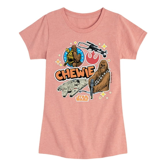 Star Wars - Chewie Stickers - Toddler And Youth Girls Fitted Short Sleeve Tee