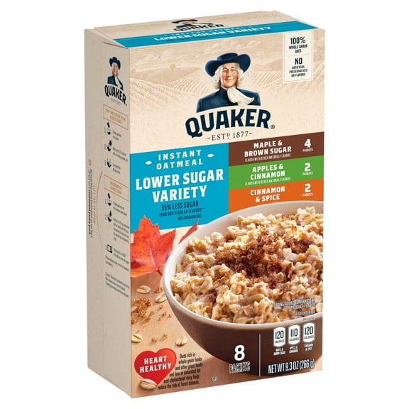 Quaker Lower Sugar Instant Oatmeal Variety Pack 9.3 oz, 8 Count
