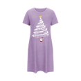 thumbnail image 2 of Chemises de Nuit Grande Taille pour Femmes, Noël, Manches Courtes, Robe de Nuit, Col Ras du Cou, Violet, 4TG, 2 of 5