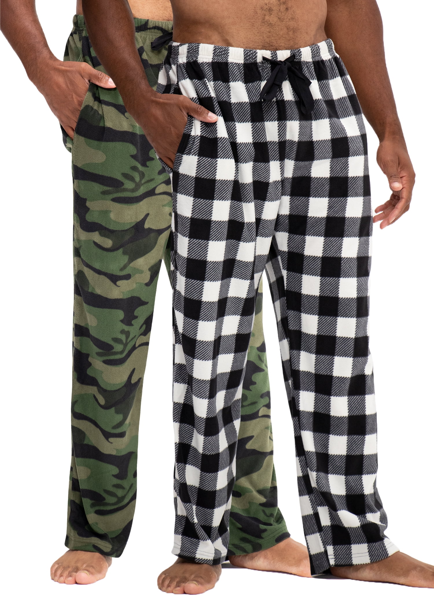 DEVOPS Men's Buffalo Plaid Plush Fleece Pajama Pants, Camouflage Green ...