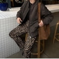 thumbnail image 5 of HCYSFG Cheetah Print Pants For Women Leopard Print Trousers High Waisted Straight Leg Ankle Length Relaxed Fit Bottoms, 5 of 9