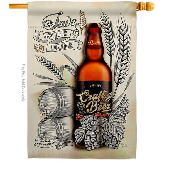 Breeze Decor H117071-BO Craft Beer Beverages 28 x 40 in. Double-Sided Decorative Vertical House Flags for Decoration Banner Garden Yard Gift