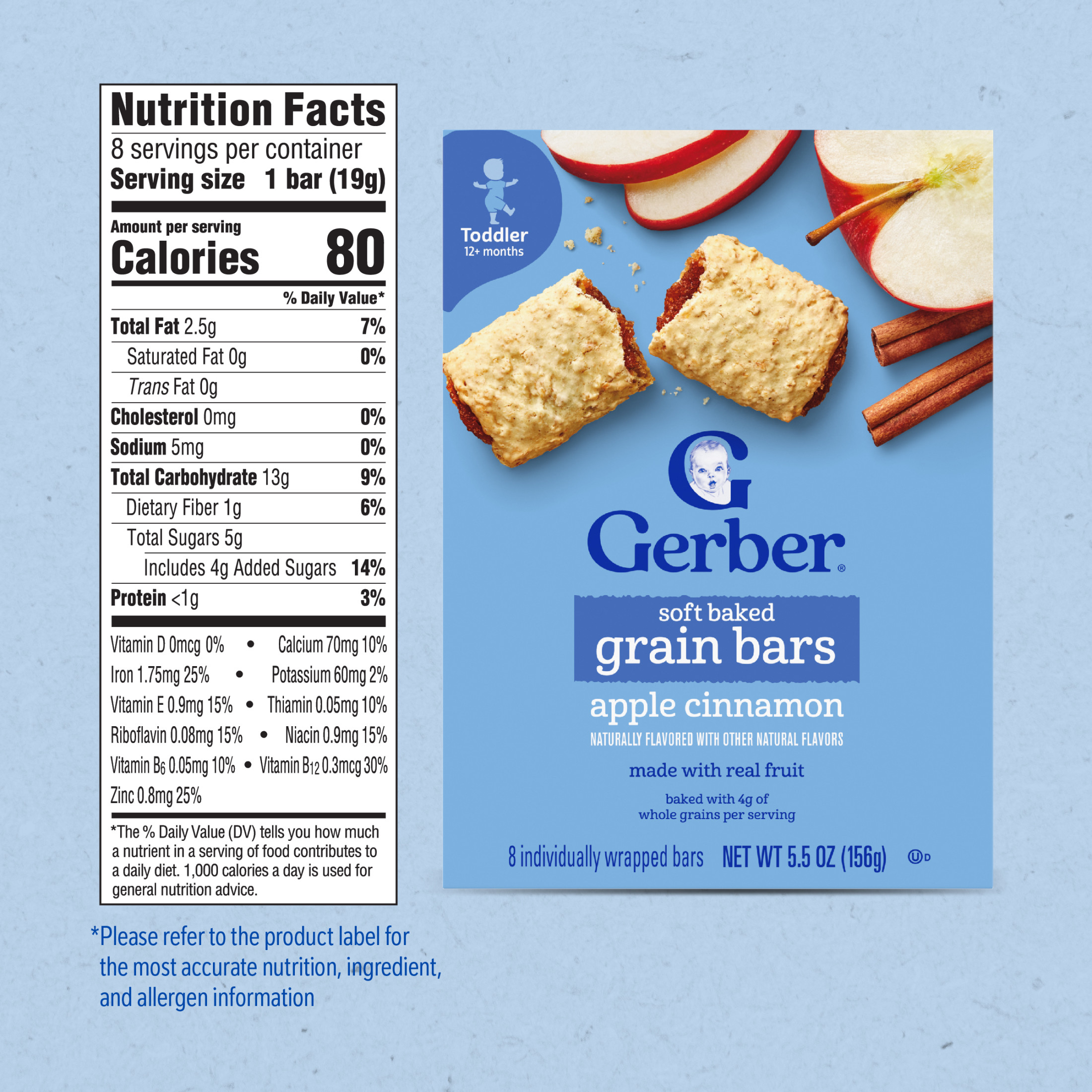 Gerber Soft Baked Grain Bars, Cinnamon, 0.68 oz Box