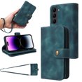 thumbnail image 1 of for Samsung Galaxy S23 Wallet Case, [Card Slots] PU Leather ID Credit Holder Folio Flip Kickstand Magnetic Clasp Phone Cover & Lanyard & Shoulder Strap for Samsung Galaxy S23, Blue, 1 of 10