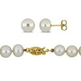 thumbnail image 3 of Everly Women's Cultured Freshwater Pearl 10kt Yellow Gold Necklace and Stud Earrings - 20 in, 3 of 8