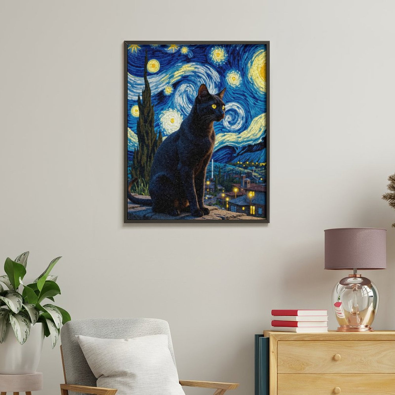 Paint by Numbers Kit for Adults, Starry Night Cat Portrait Paint by Numbers, Easy Paint by Numbers Kit for Adults Beginner, DIY Adult Paint by Number Kits on Canvas, Home Decor