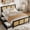Black Queen, variant on SOLLED Rattan Full Bed Frame with 4 Storage Drawers, LED Headboard, Sturdy Metal Slats, Boho Cane Bed for Bedroom, No Box Spring, Noise Free, Easy Assembly,White,FULL