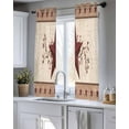 thumbnail image 5 of Red Texas Star Rustic Sheer Curtains 39 Inch Length 2 Panels Set for Living Room/Bedroom, Farmhouse Berry Brown Wooden Kitchen Curtains Grommet Semi-Sheer Curtains Window Treatments 27.5"x39"x2, 5 of 7